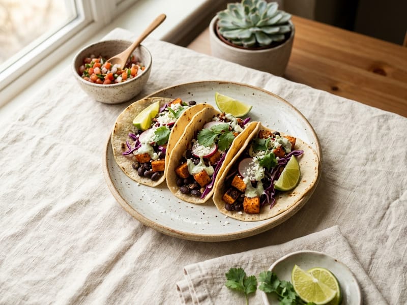 Roasted Sweet Potato and Black Bean Tacos