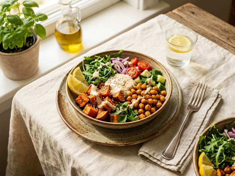 Roasted Sweet Potato and Chickpea Bowls