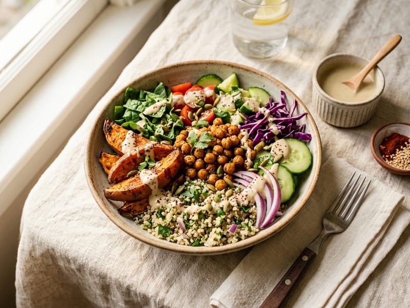 Roasted Sweet Potato and Chickpea Power Bowls