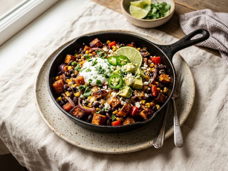 Roasted Sweet Potato Black Bean Skillet