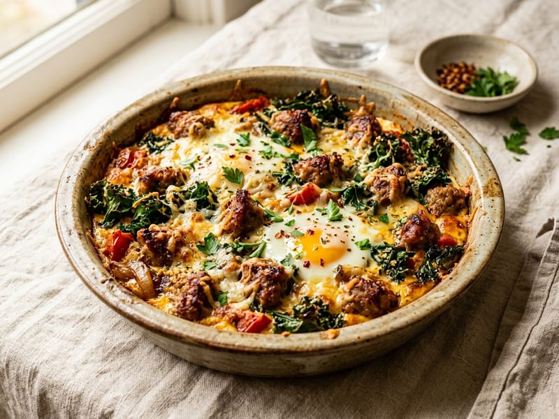 Rustic Italian Sausage and Kale Breakfast Bake