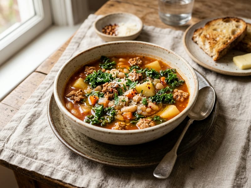 Rustic Italian Sausage and Kale Soup