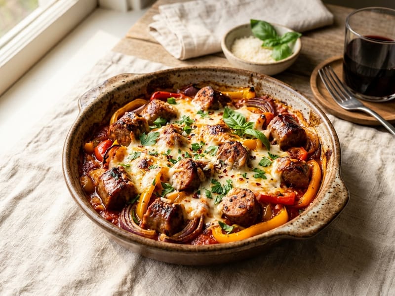 Rustic Italian Sausage and Peppers Bake