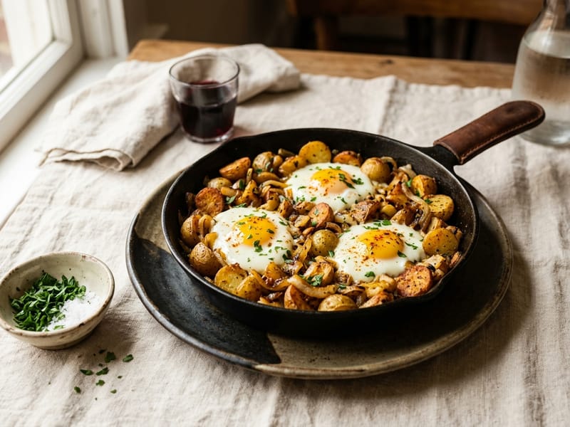 Rustic Spanish Potato And Egg Skillet