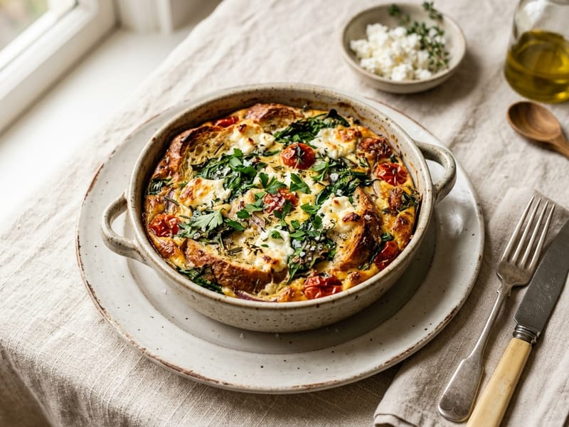 Rustic Vegetable and Goat Cheese Strata
