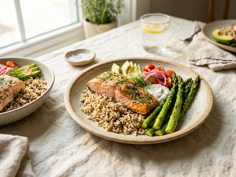 Salmon and Asparagus Grain Bowls