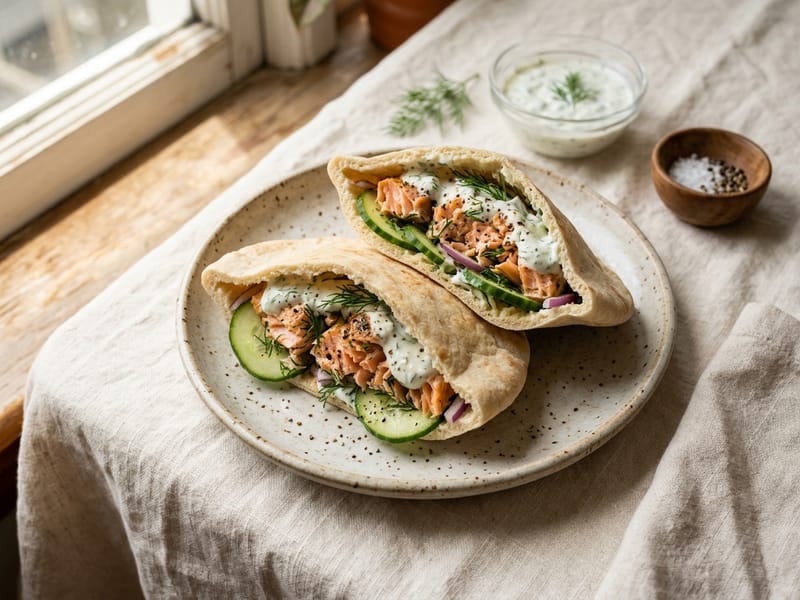 Salmon And Cucumber Pita