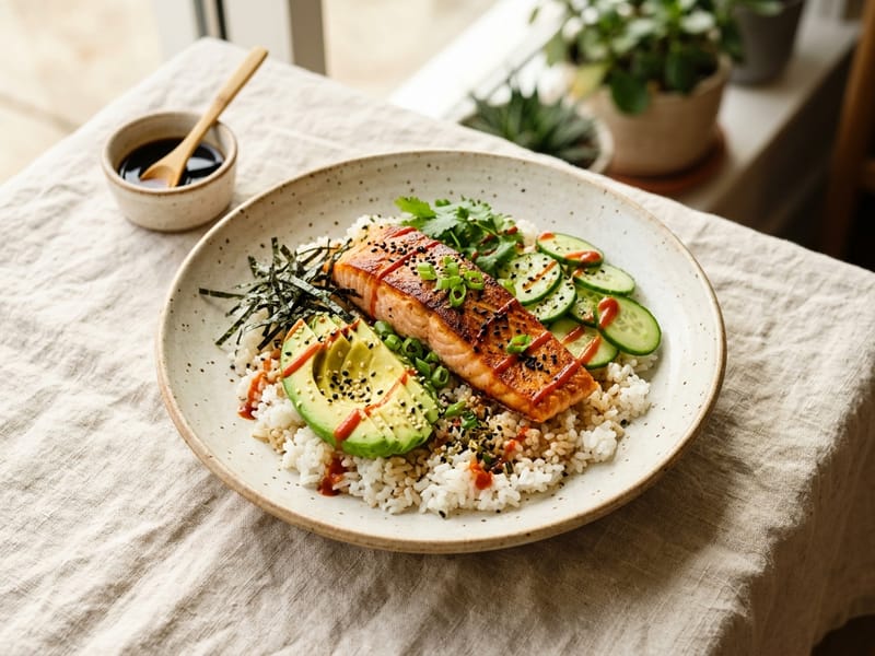 Salmon Avocado Rice Bowl