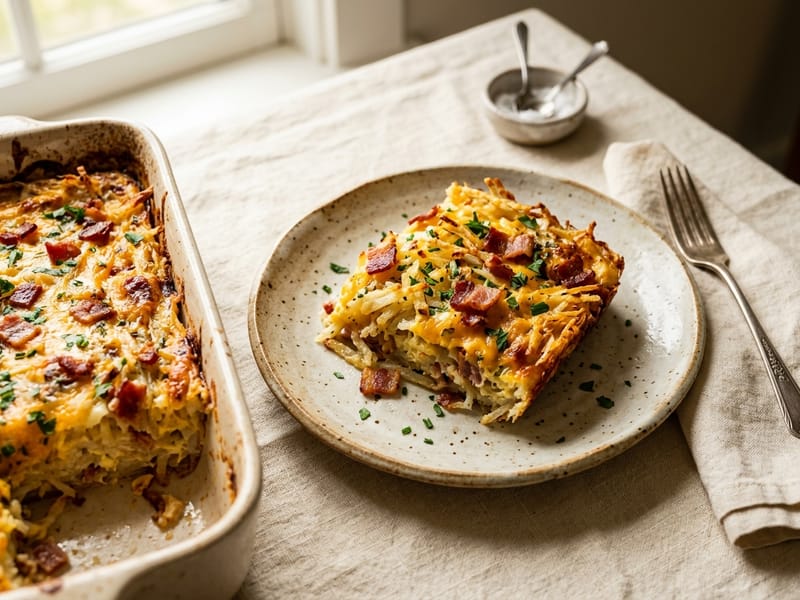 Savory Hash Brown And Bacon Casserole