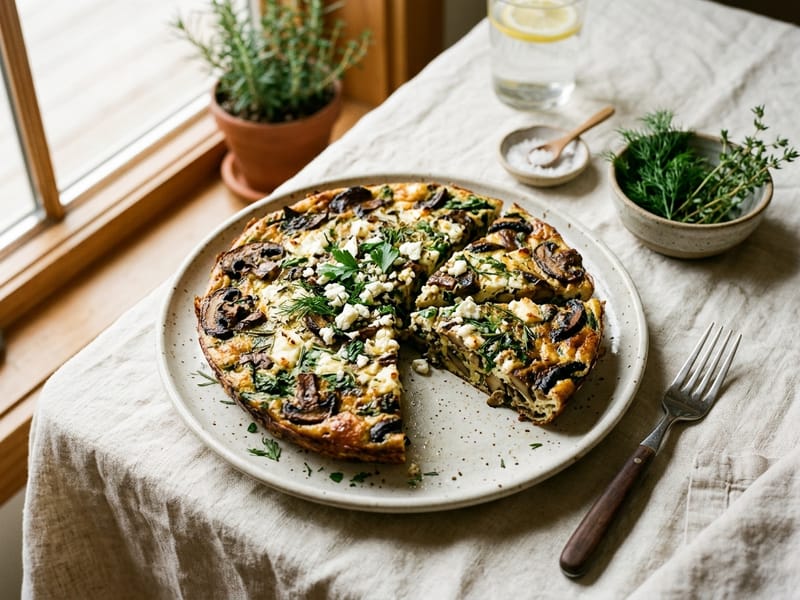 Savory Mushroom and Feta Frittata