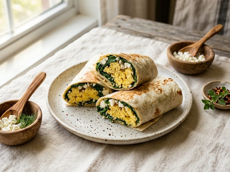 Savory Spinach And Feta Egg Wraps