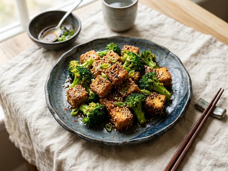 Sesame Crusted Tofu and Broccoli