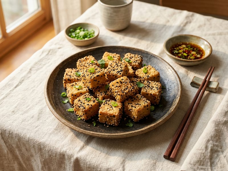 Sesame Crusted Tofu Cubes
