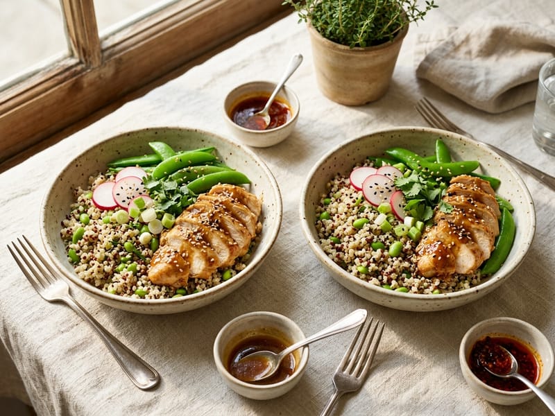 Sesame Ginger Chicken Quinoa Bowls