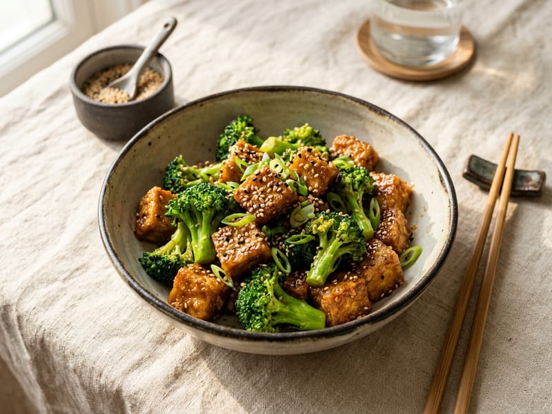 Sesame Tofu And Broccoli Bowl