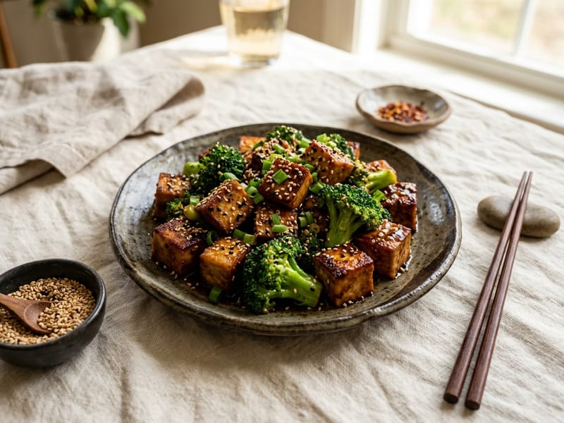 Sesame Tofu And Broccoli Stir Fry