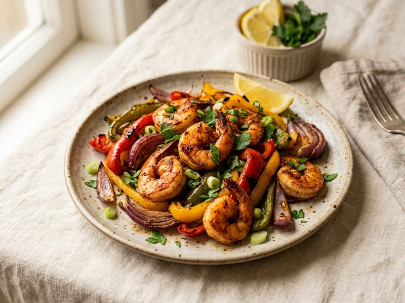 Sheet Pan Cajun Shrimp And Bell Peppers