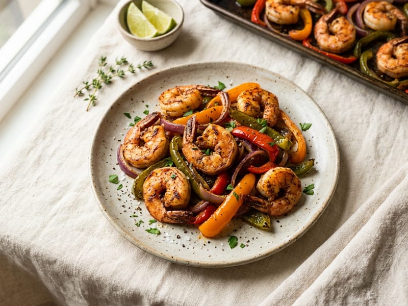Sheet Pan Cajun Shrimp And Peppers