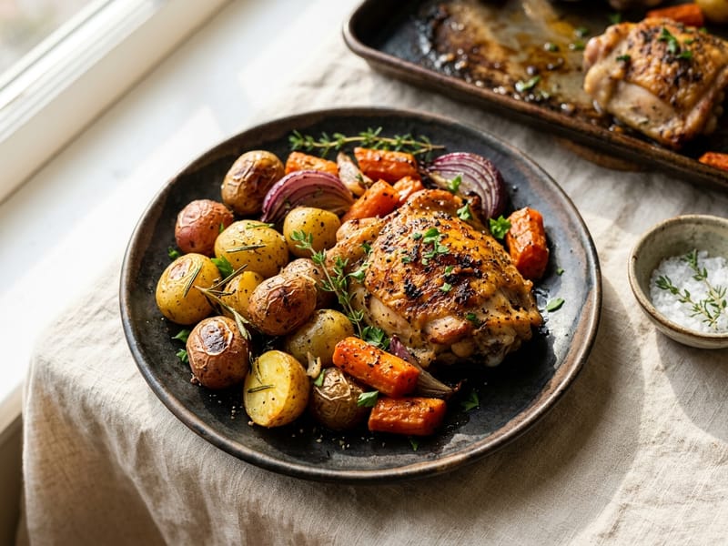 Sheet Pan Chicken And Root Vegetables