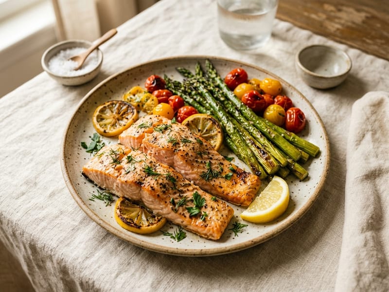 Sheet Pan Lemon Herb Salmon And Asparagus