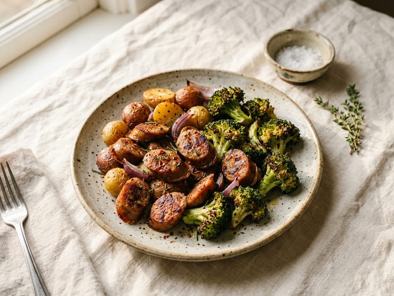 Sheet Pan Sausage And Broccoli