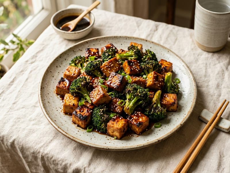 Sheet Pan Teriyaki Tofu And Broccoli