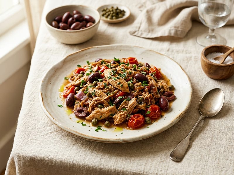 Slow Cooker Mediterranean Shredded Chicken