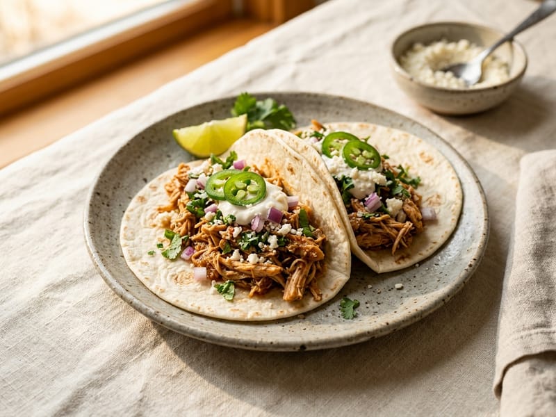 Slow Cooker Salsa Chicken Tacos