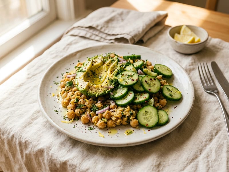 Smashed Chickpea And Avocado Plate