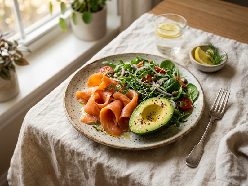 Smoked Salmon And Avocado Plate