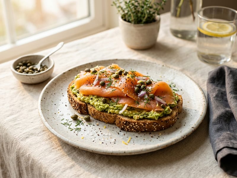 Smoked Salmon and Avocado Protein Toast