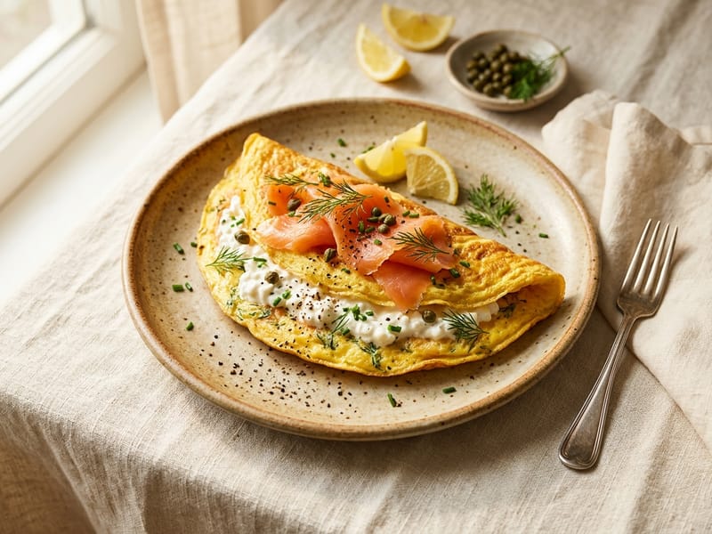 Smoked Salmon and Cottage Cheese Omelet