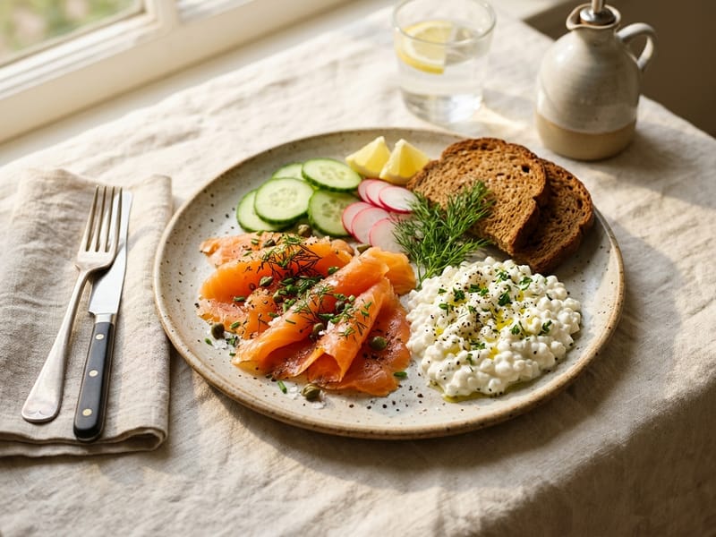 Smoked Salmon And Cottage Cheese Plate