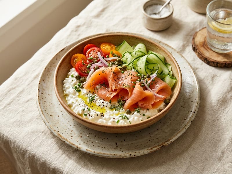 Smoked Salmon and Cottage Cheese Protein Bowl