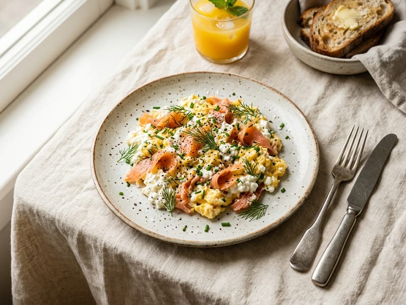 Smoked Salmon and Cottage Cheese Scramble
