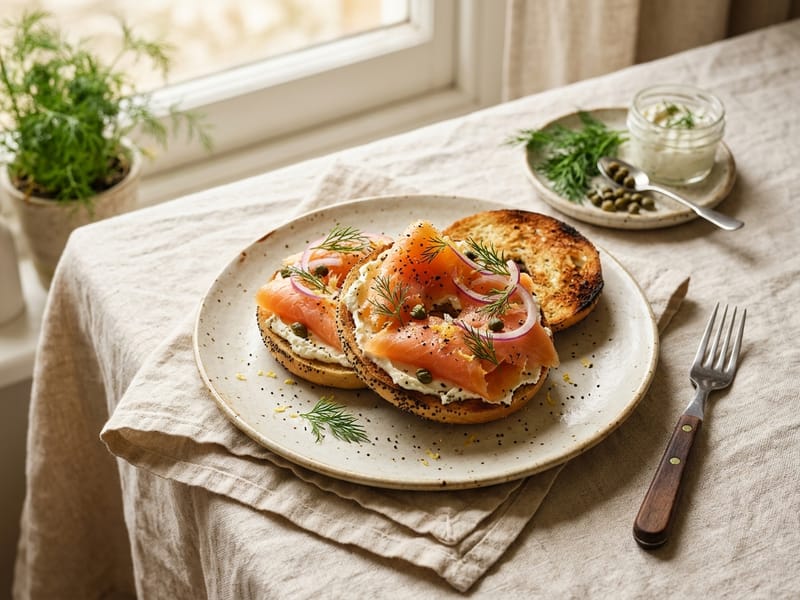 Smoked Salmon and Cream Cheese Bagel