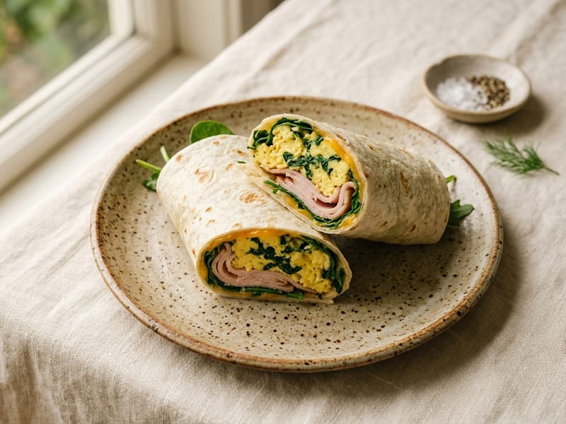 Smoked Turkey and Spinach Egg Wraps