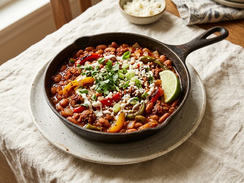Smoky Pinto Bean And Chorizo Skillet