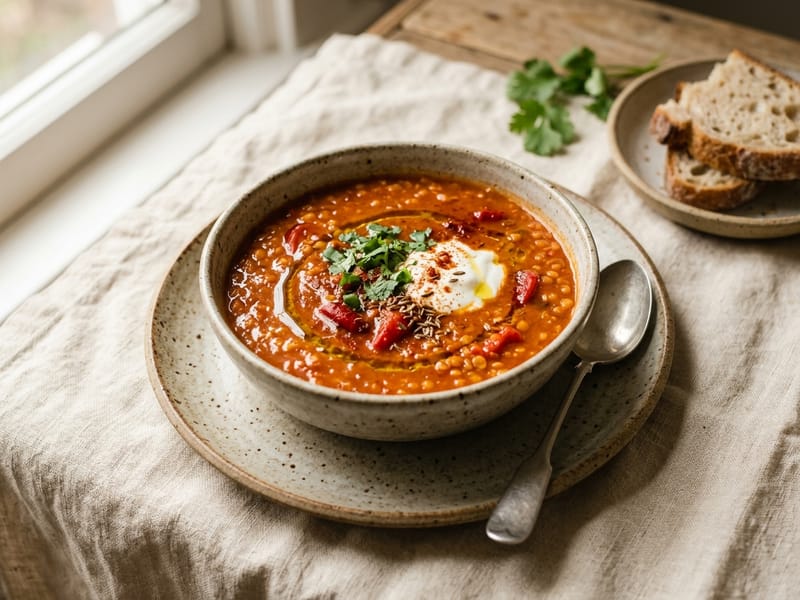 Smoky Red Pepper and Lentil Soup