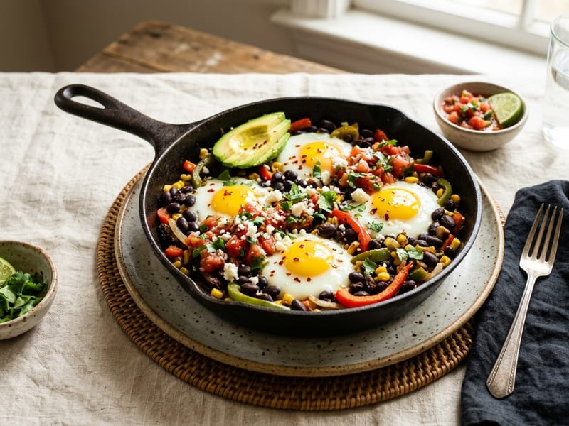 Southwest Black Bean and Egg Breakfast Skillet