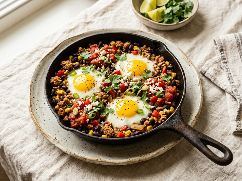 Southwest Turkey And Egg Breakfast Skillet