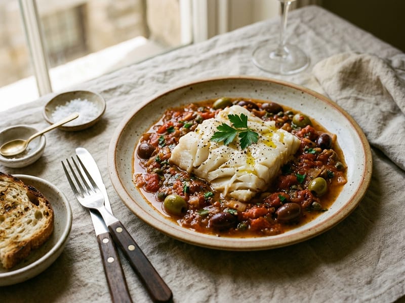 Spanish Cod With Tomato And Olives