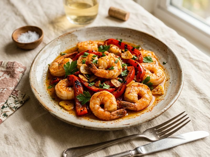 Spanish Garlic Shrimp And Peppers