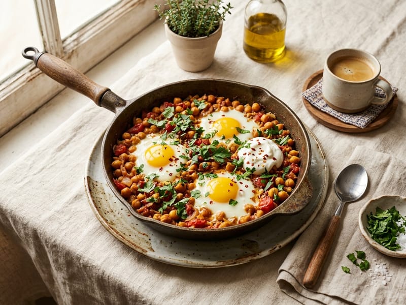 Spiced Chickpea and Egg Breakfast Skillet