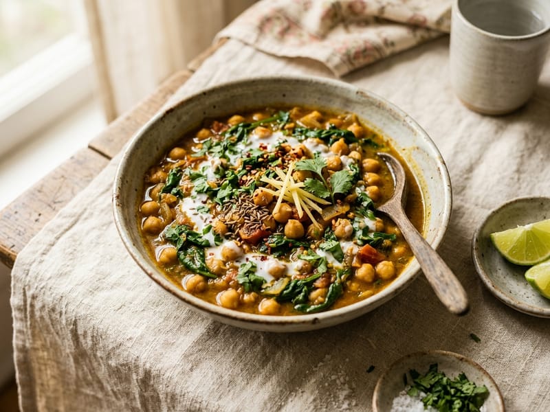 Spiced Chickpea and Spinach Curry