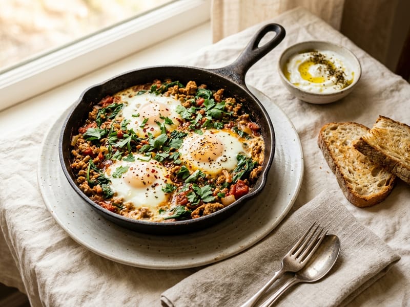Spiced Turkey and Spinach Shakshuka
