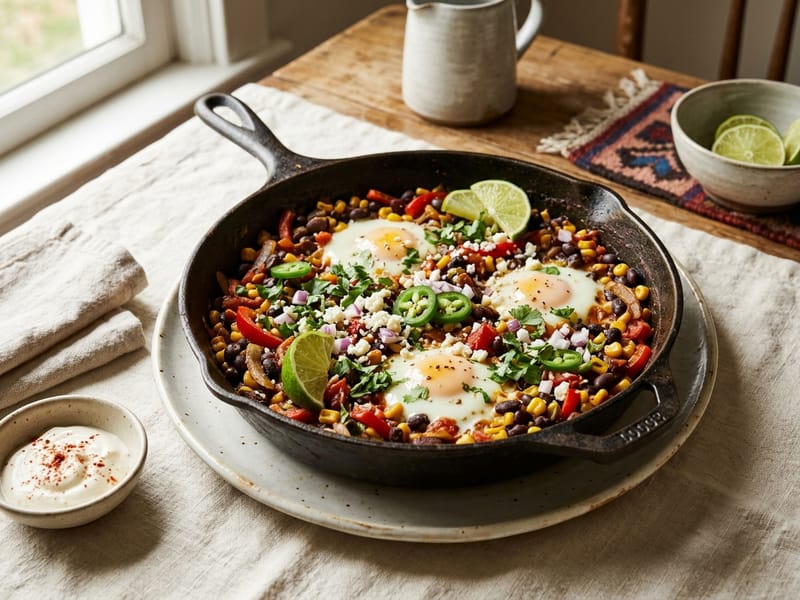 Spicy Black Bean and Corn Breakfast Skillet