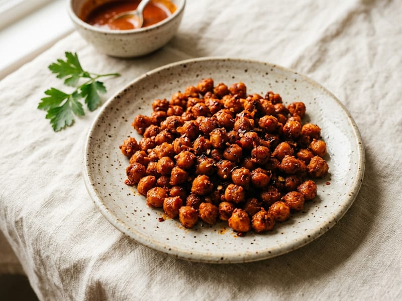 Spicy Buffalo Roasted Chickpeas