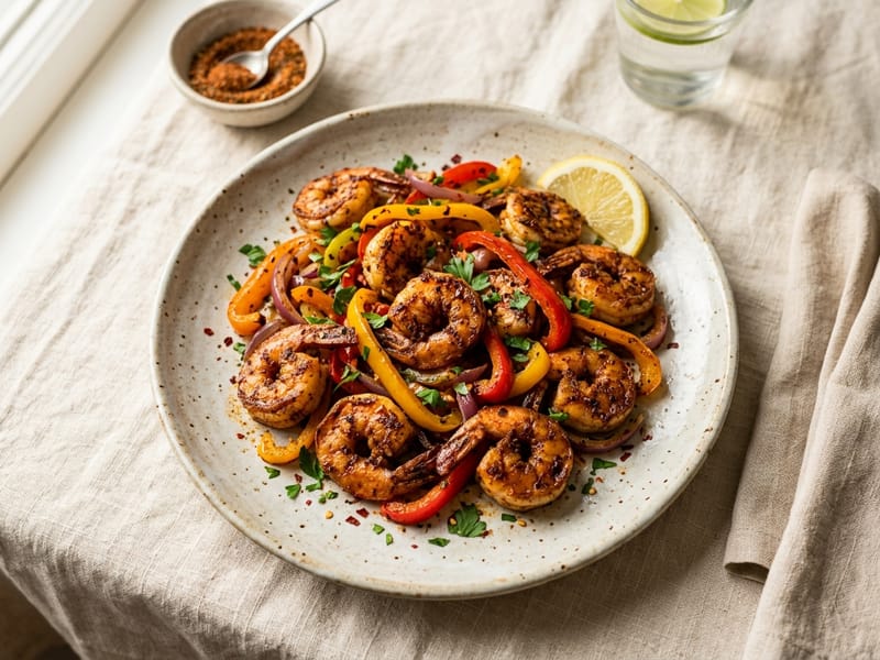 Spicy Cajun Shrimp and Bell Peppers