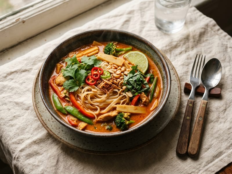 Spicy Coconut Red Curry Noodle Bowl
